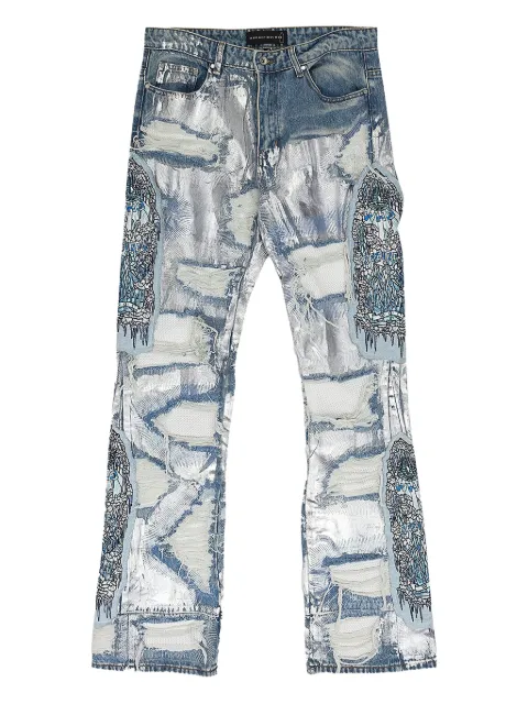 Who Decides War jeans con diseño patchwork y efecto envejecido
