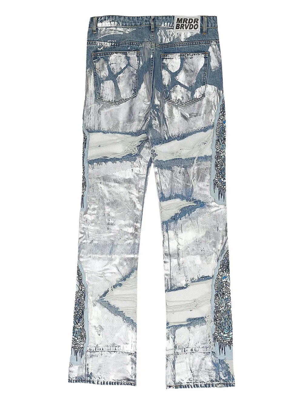 Who Decides War Jeans met patchwork - Blauw