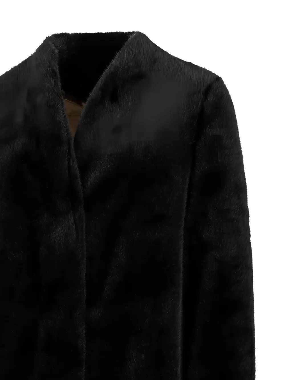 Bb Couture Beaver Collarless Coat In Black