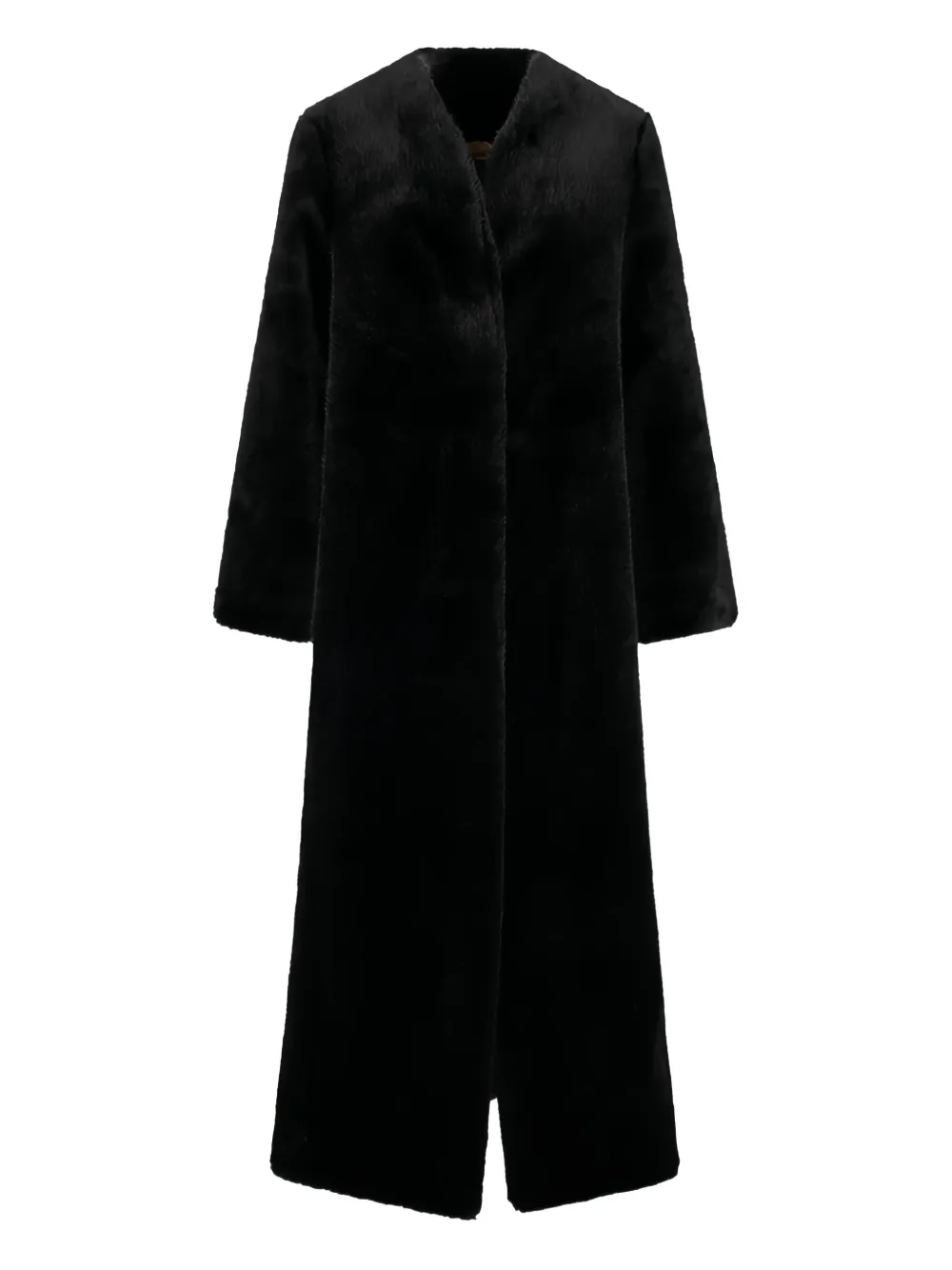 Bb Couture Beaver Collarless Coat In Black
