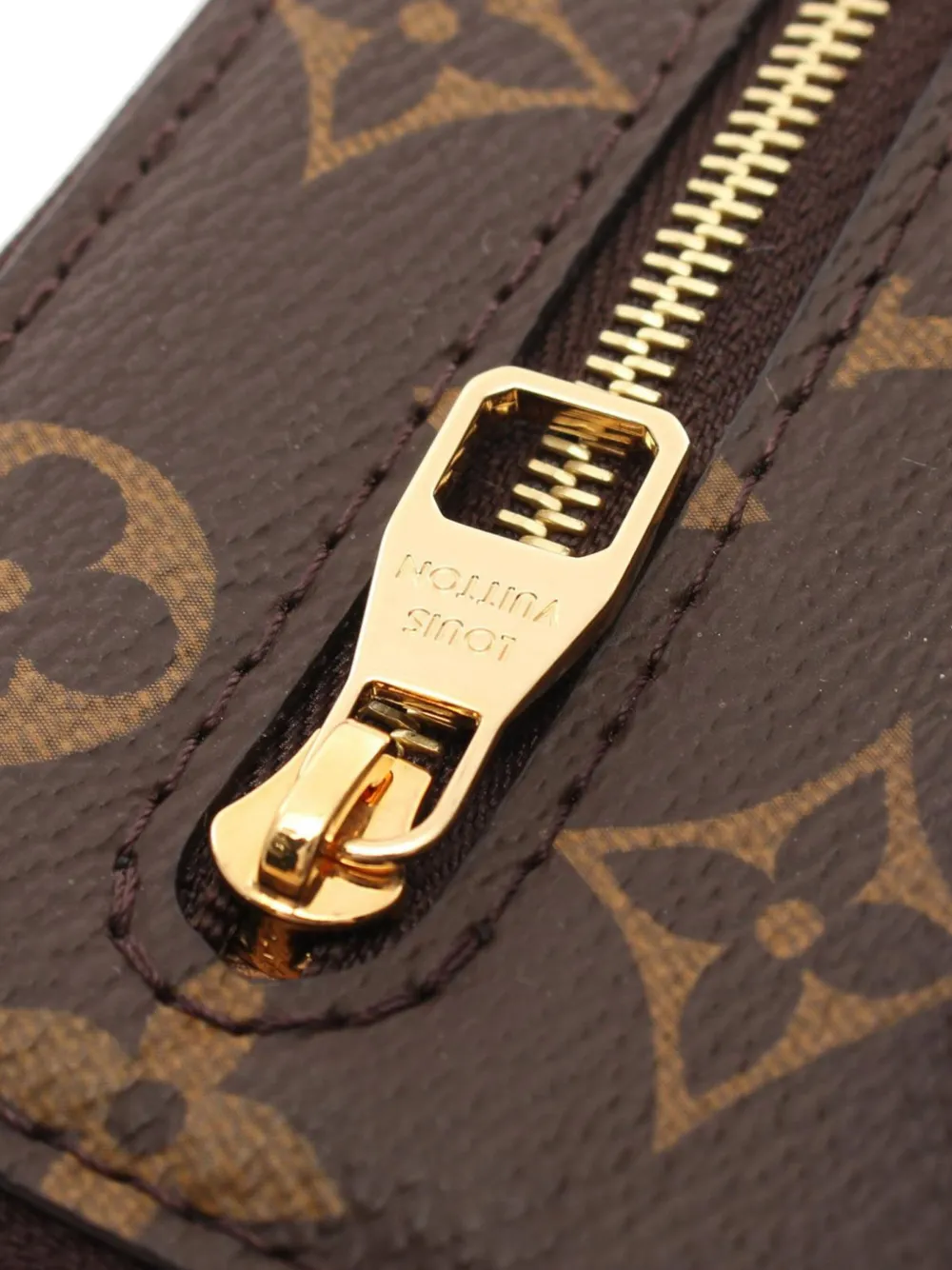 Pre-owned Louis Vuitton 2021-2025 Monogram Utility Phone Sleeve Satchel In Brown
