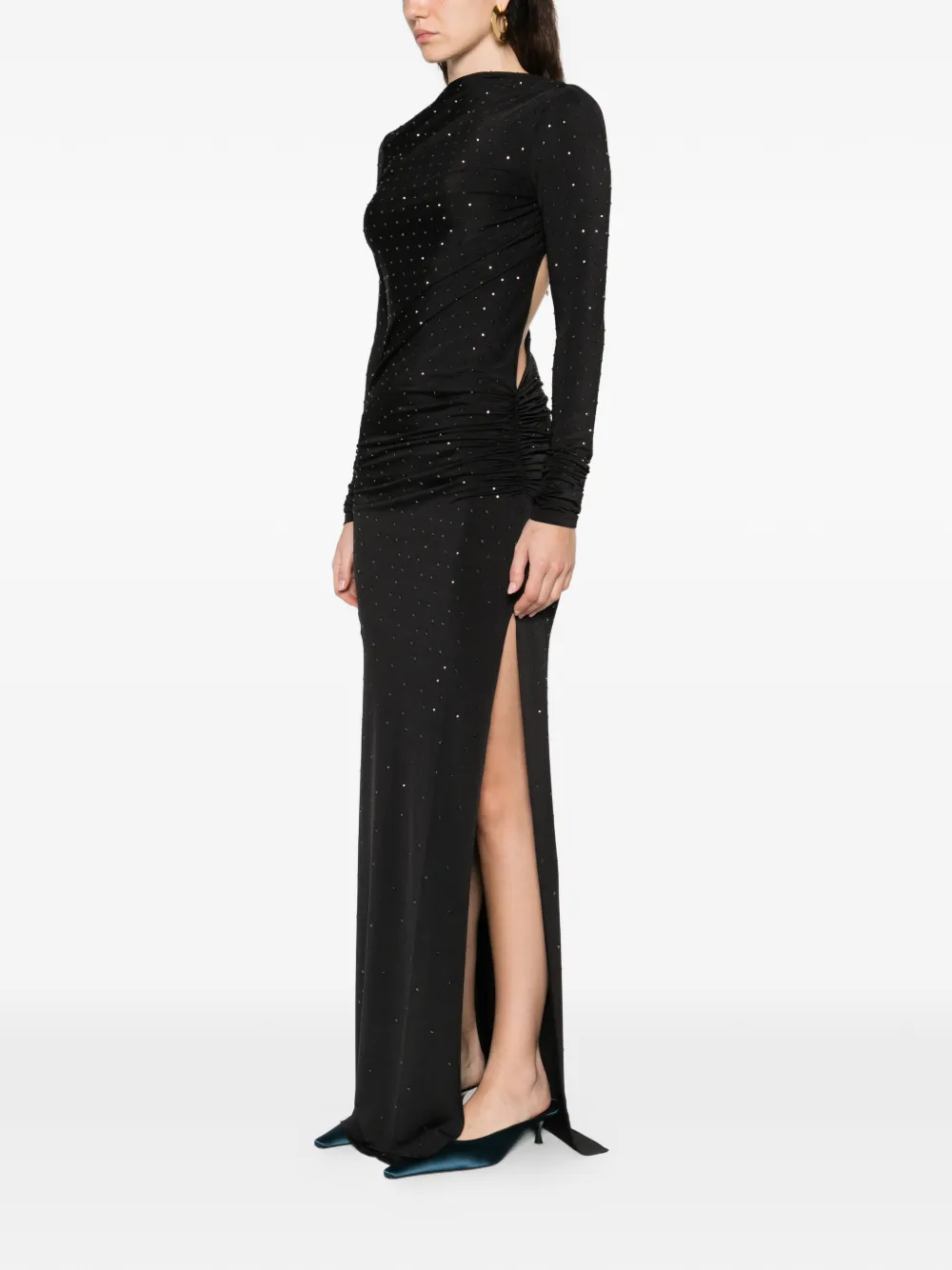 THE ANDAMANE Sophie maxi-jurk met lange mouwen Zwart