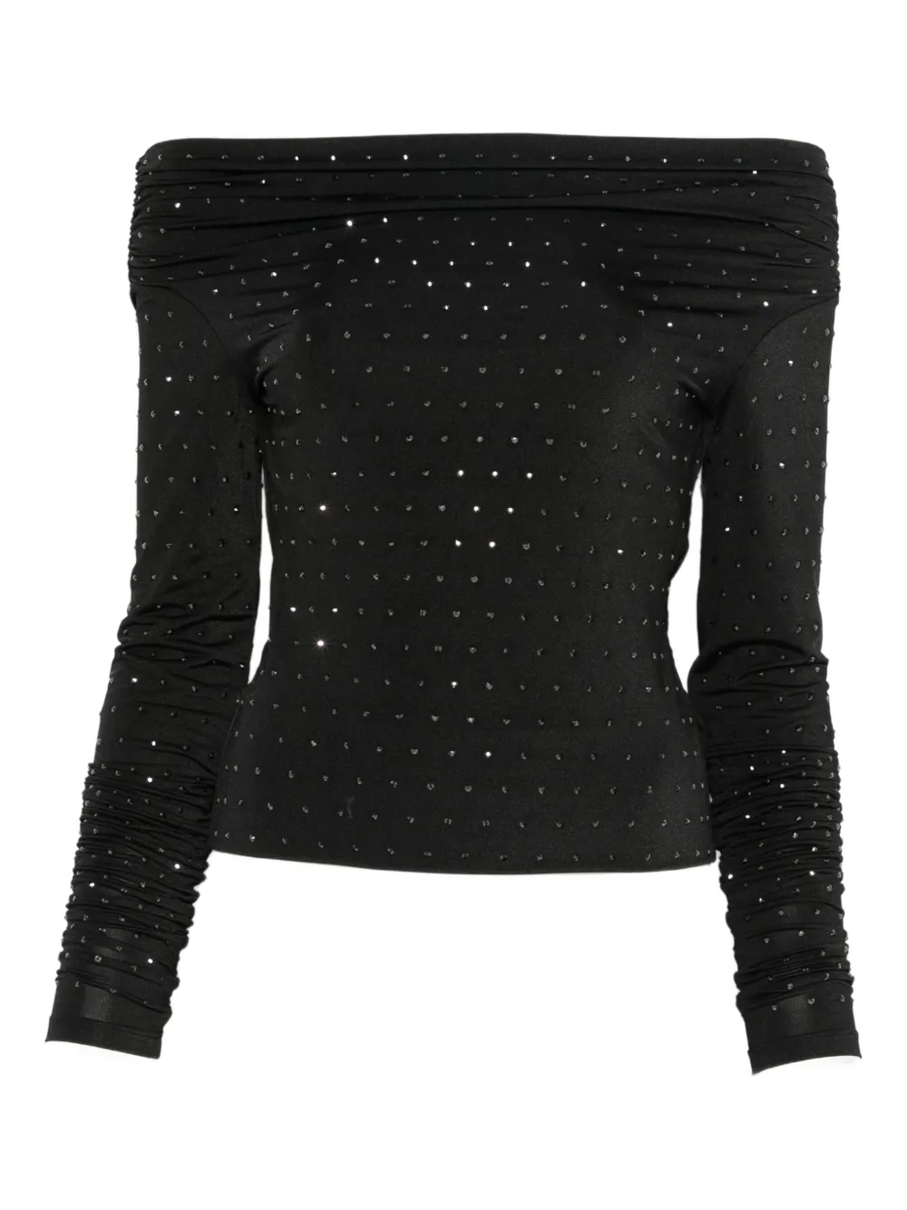The Andamane Zephyr Embellished Off-shoulder Top In Black