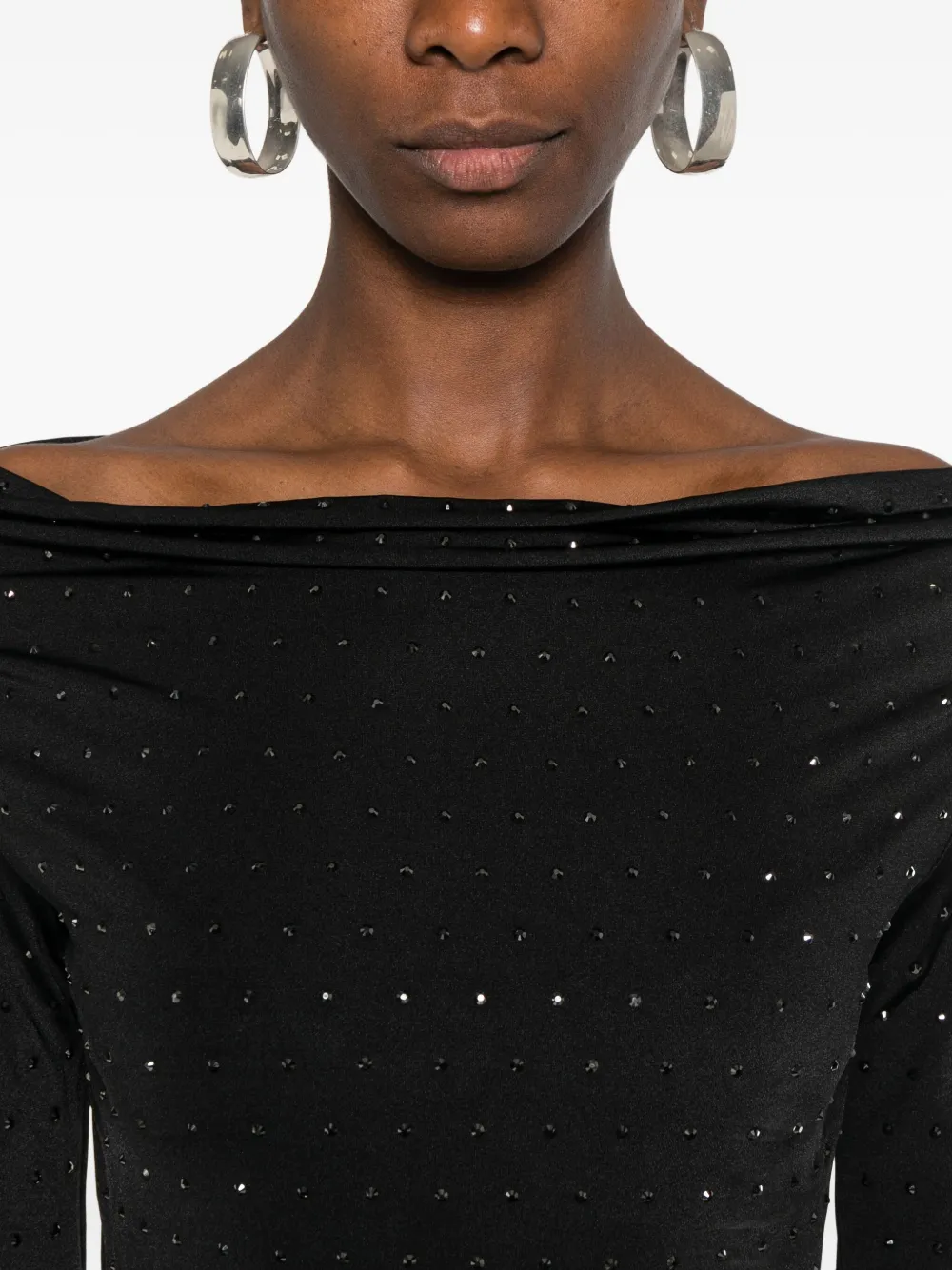 The Andamane Zephyr Embellished Off-shoulder Top In Black