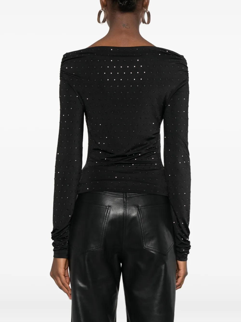 The Andamane Zephyr Embellished Off-shoulder Top In Black