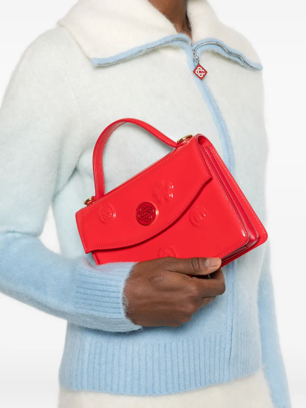 Casablanca Jeanne mini-shopper met logoplakkaat Rood