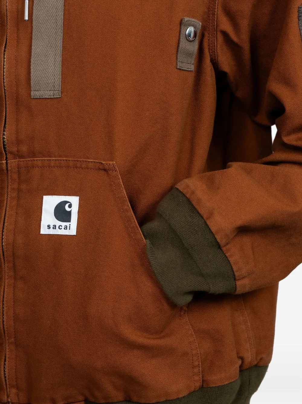 Sacai X Carhartt Wip Washed Duck Hooded Jacket In Brown