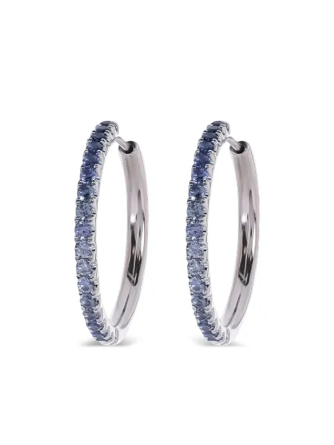 Lisa Nik 18kt white gold ombre Sapphire hoop earrings