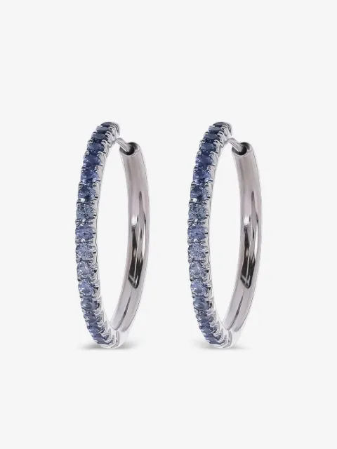 Lisa Nik 18kt white gold ombre Sapphire hoop earrings