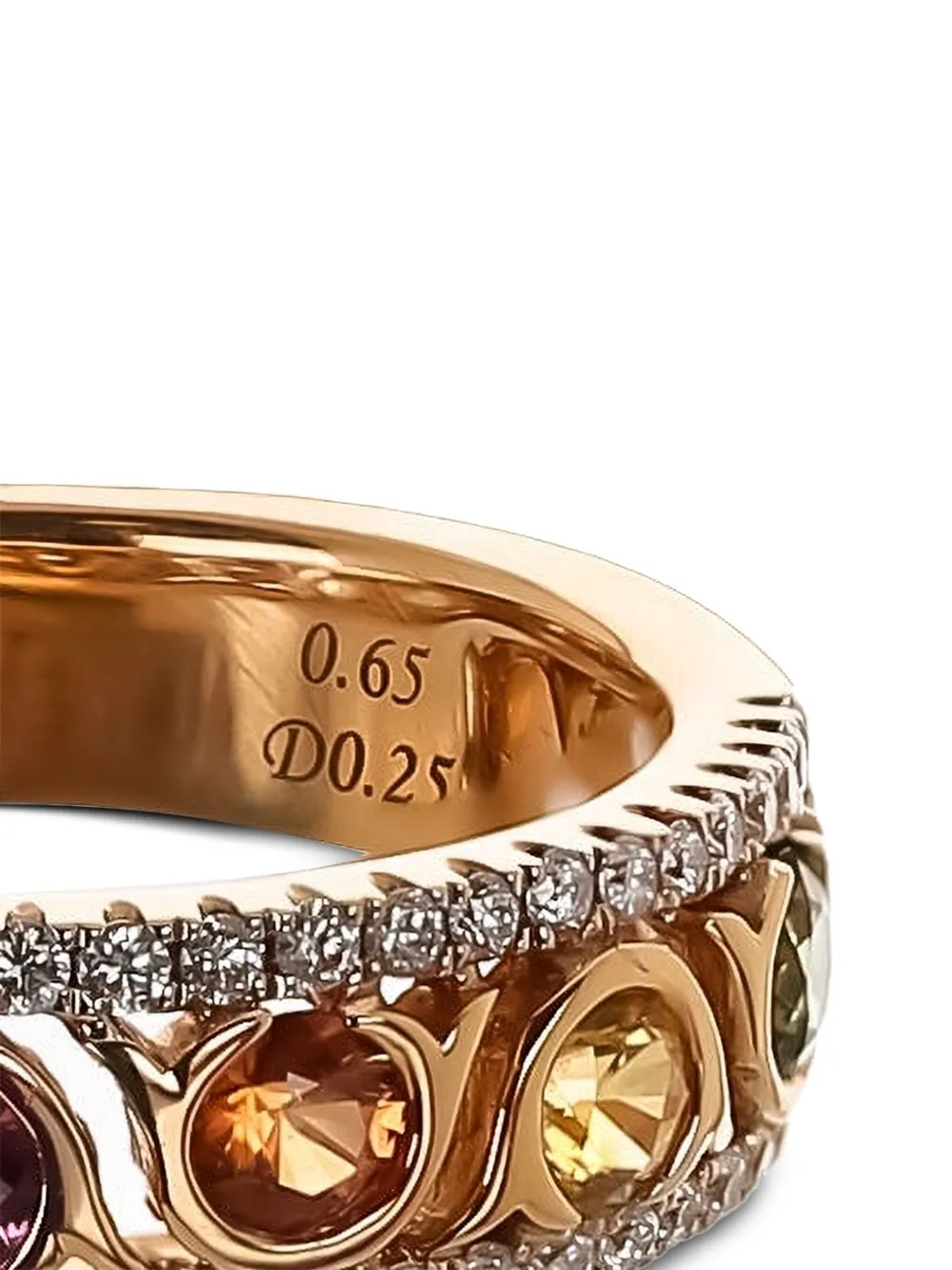 Lisa Nik 18kt Rose Gold Circle Rainbow Sapphire Ring In Gold