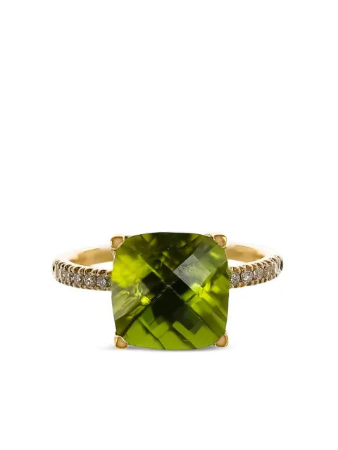 Lisa Nik 18kt yellow gold cushion-cut Peridot ring