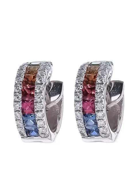 Lisa Nik 18kt white gold Rainbow Sapphire hoop earrings