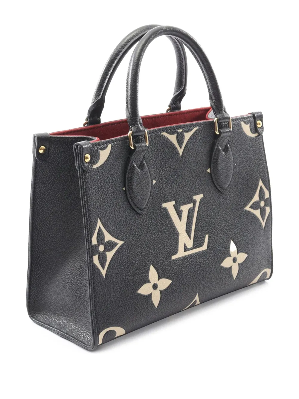 Pre-owned Louis Vuitton 2021-2025 Bicolor Monogram Empreinte Giant Onthego Pm Satchel In Black