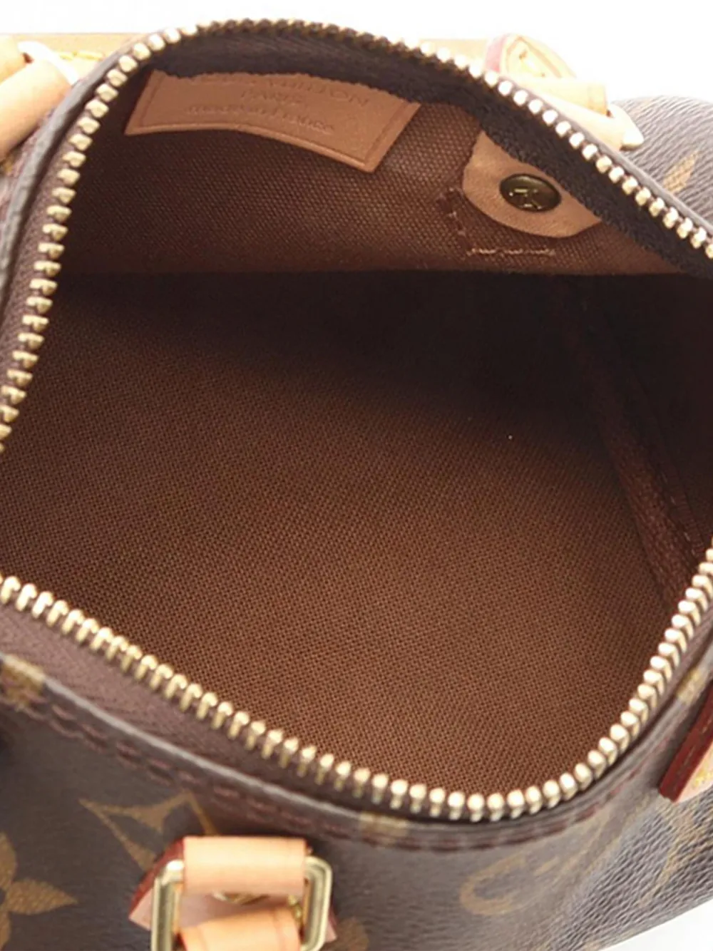 Pre-owned Louis Vuitton 2020 Monogram Nano Speedy Bandouliere Satchel In Brown