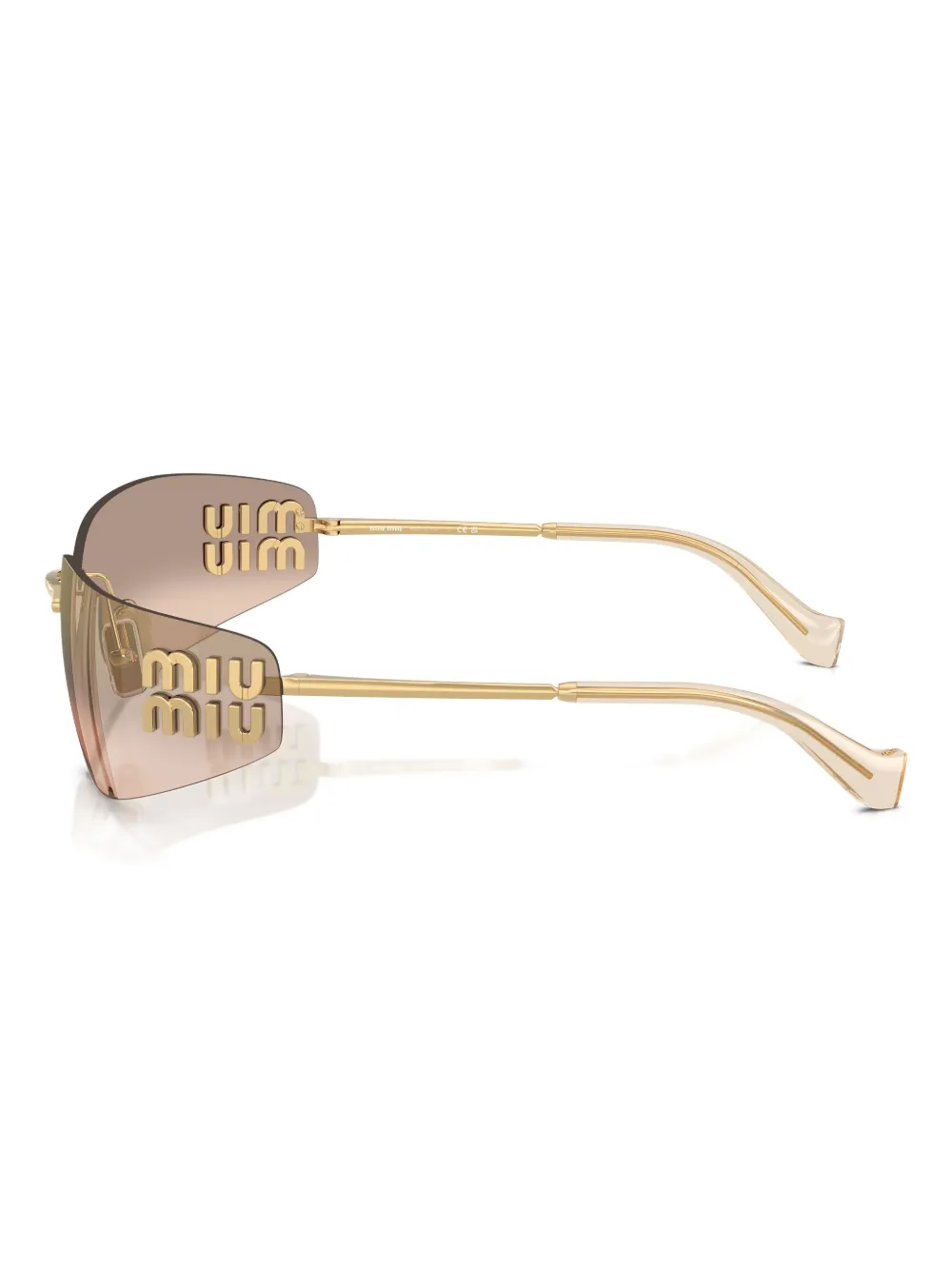 Miu Miu Logo-plaque Rimless Sunglasses In Gold