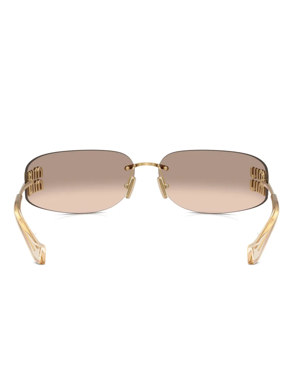 Miu Miu Logo-plaque Rimless Sunglasses In Gold