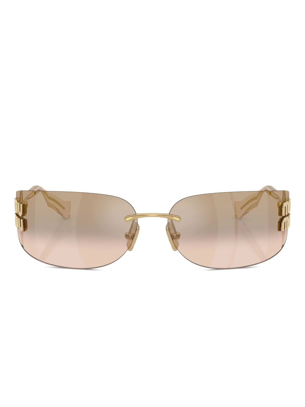 Miu Miu logo-plaque rimless sunglasses - Gold
