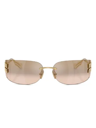 ?️ Miu Miu Rimless Sunglasses with Gold Logo Detail Logo oval sunglasses in gold - Miu Miu | Mytheresa main image 2