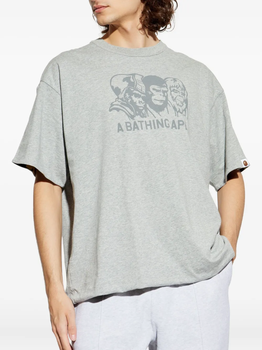 A BATHING APE Double Face katoenen T-shirt Grijs