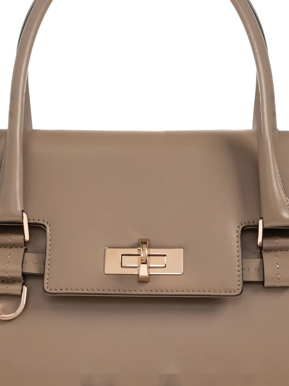 Max Mara Twist-lock Fastening Leather Tote Bag In Neutral