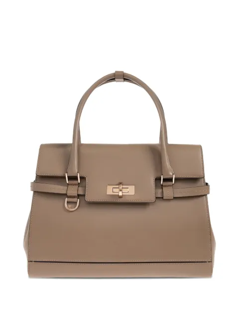 Max Mara twist-lock fastening leather tote bag