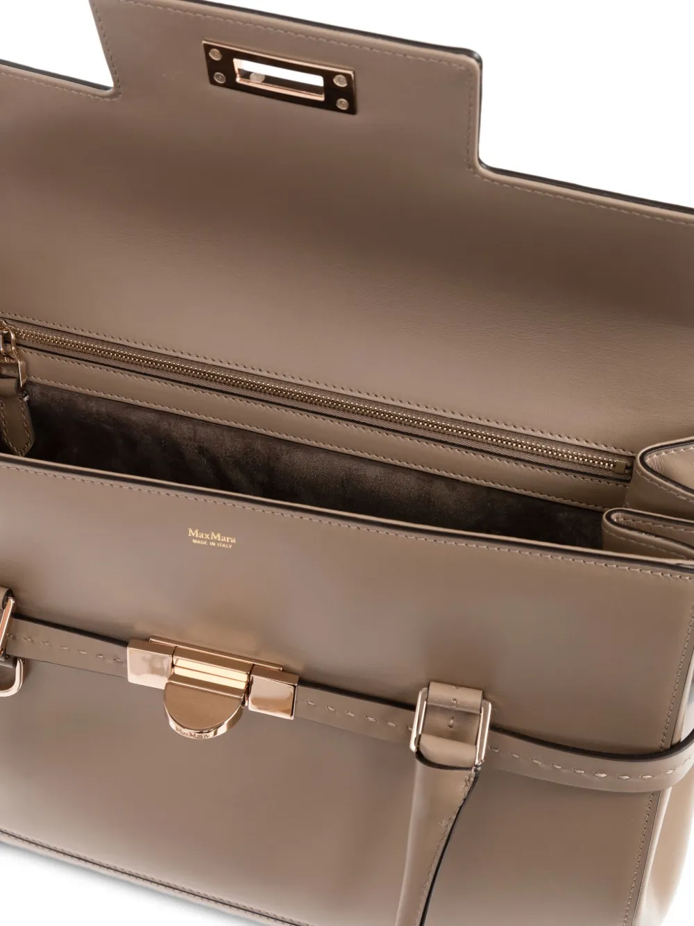 Max Mara Twist-lock Fastening Leather Tote Bag In Neutral