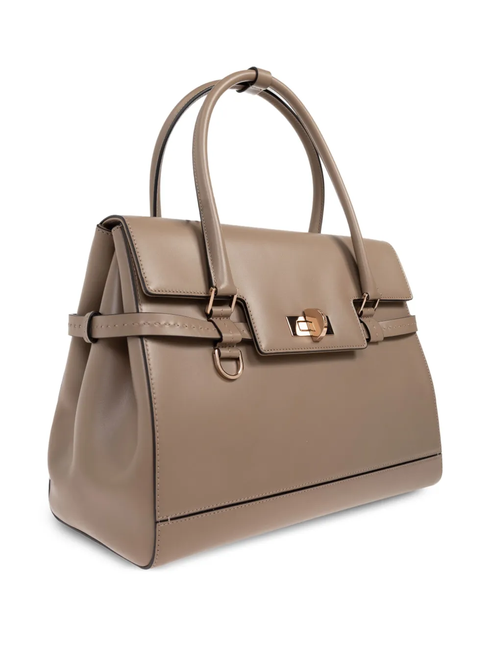 Max Mara Twist-lock Fastening Leather Tote Bag In Neutral