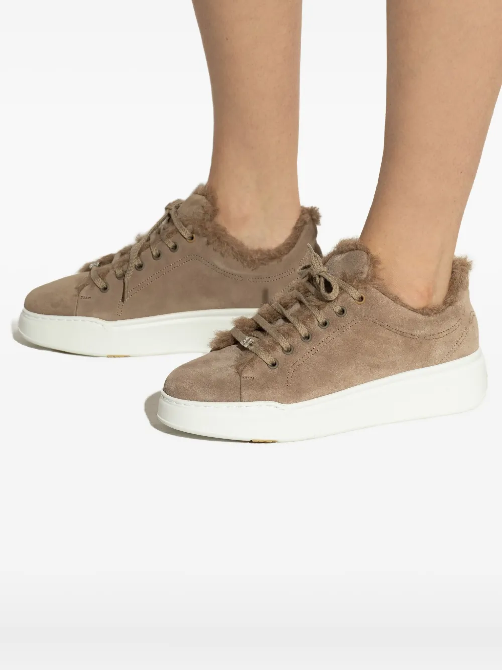 Max Mara Sneakers met afwerking van bont Beige