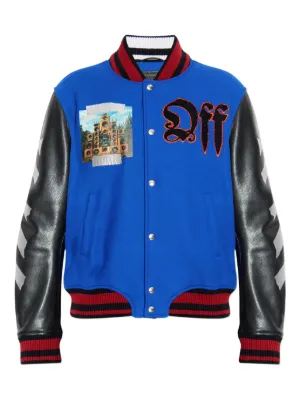 SAINT MXXXXXX x Denim Tears Leather Varsity Jacket | Blue | FARFETCH