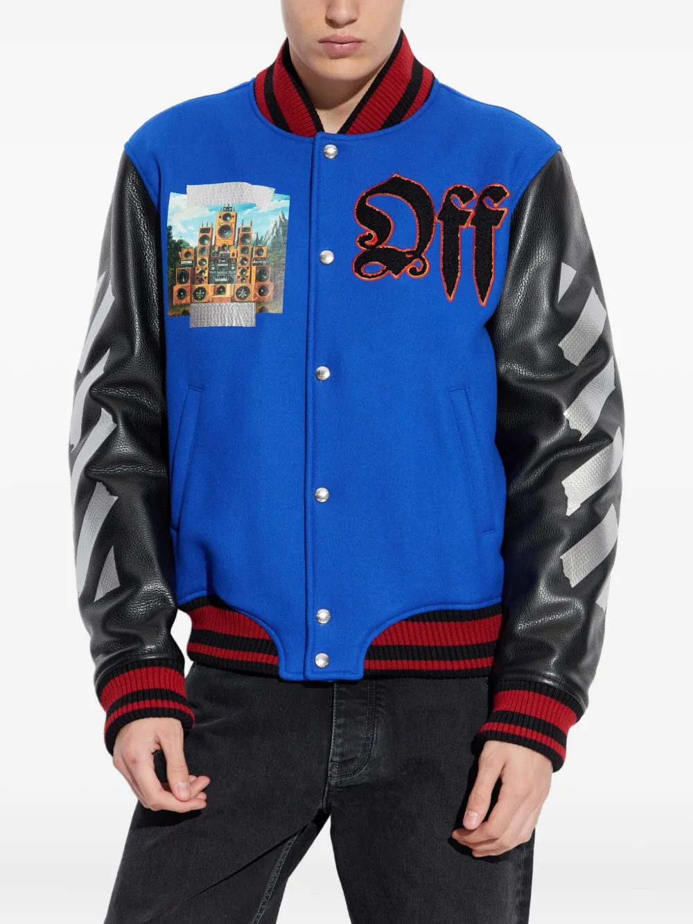 Off-white Embroidery-logo Bomber Jacket In Multi