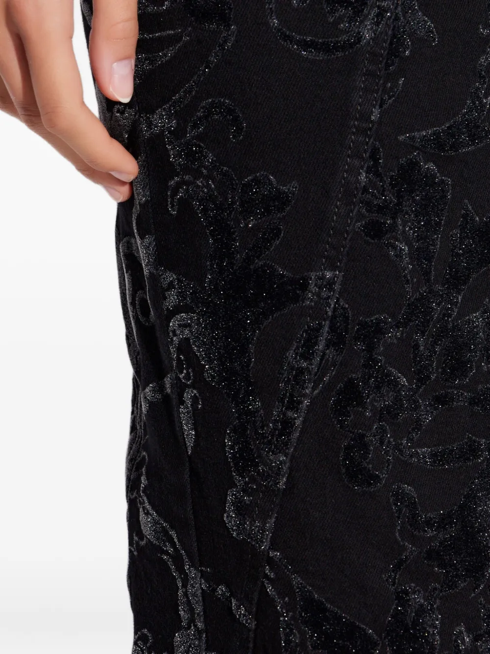 Versace Jeans Couture Midi-cocktailjurk met gesp en bloemenpatroon Zwart