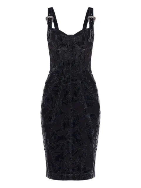 Versace Jeans Couture 扣环花卉图案中长小礼服