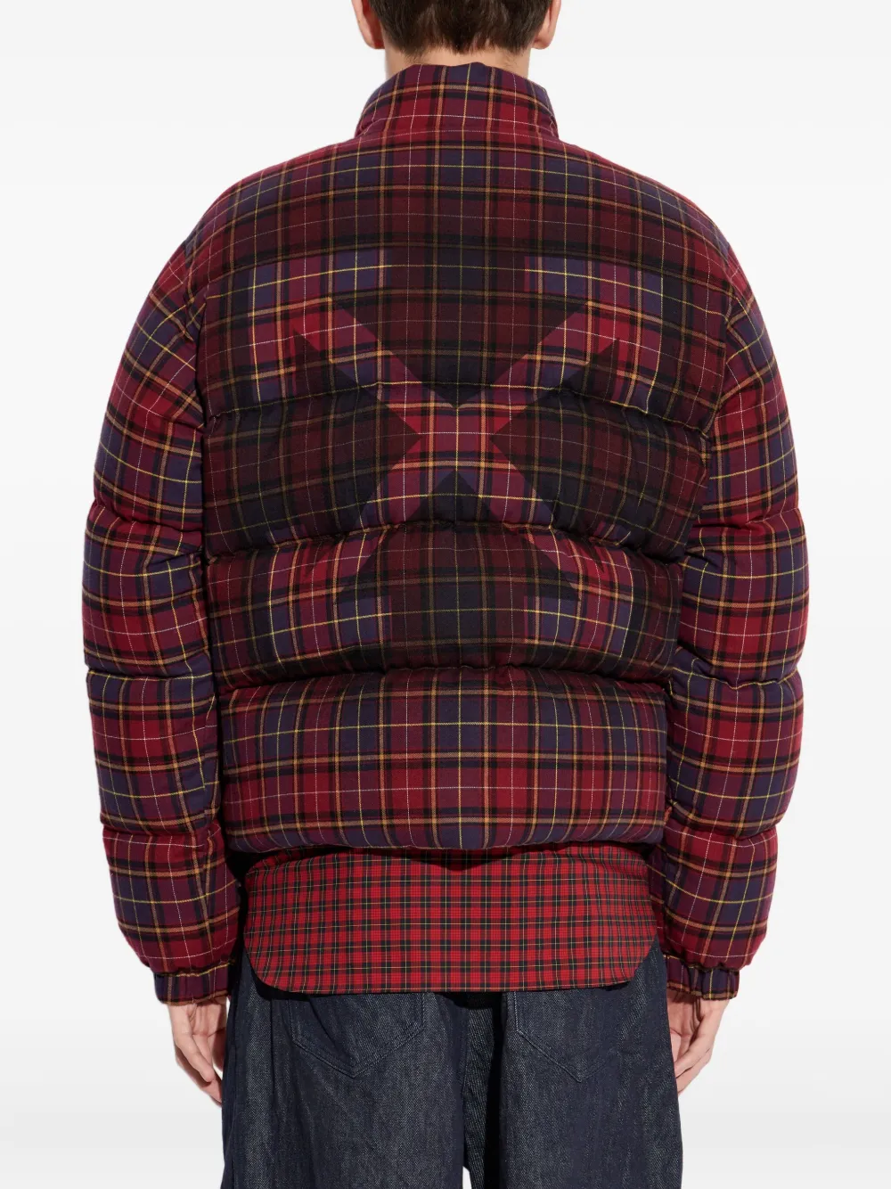 Off-White Geruit jack met rits Rood