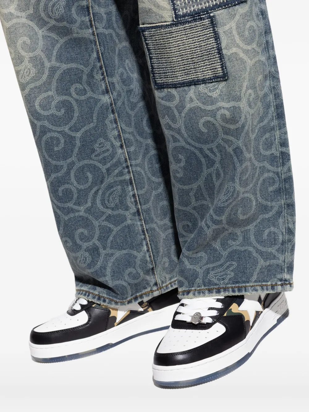 A Bathing Ape Star-patch Sneakers In Black