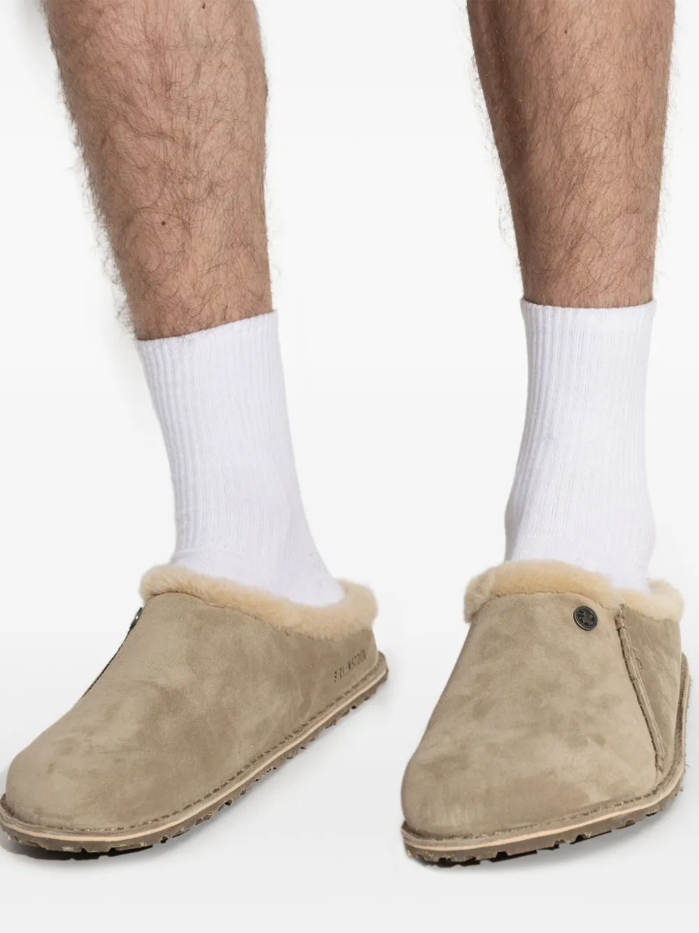 Birkenstock Zermatt sandalen met lammy afwerking Beige