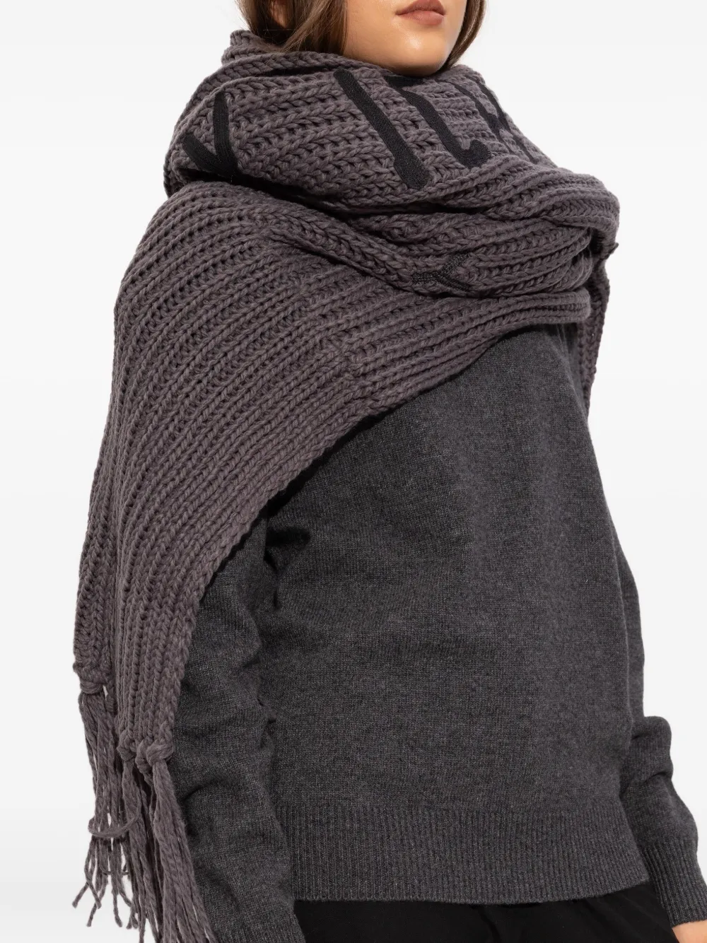 Y-3 Fringed Scarf In Gray