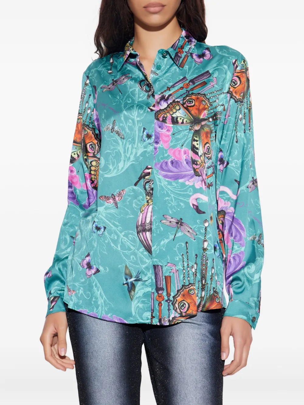Versace Jeans Couture Blouse met paisley-print Blauw