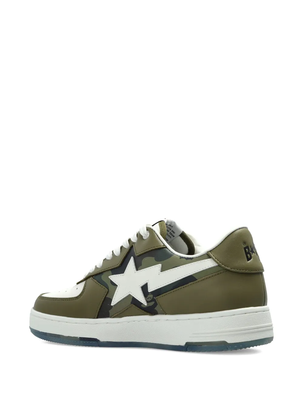 A Bathing Ape Star-patch Leather Sneakers In Green