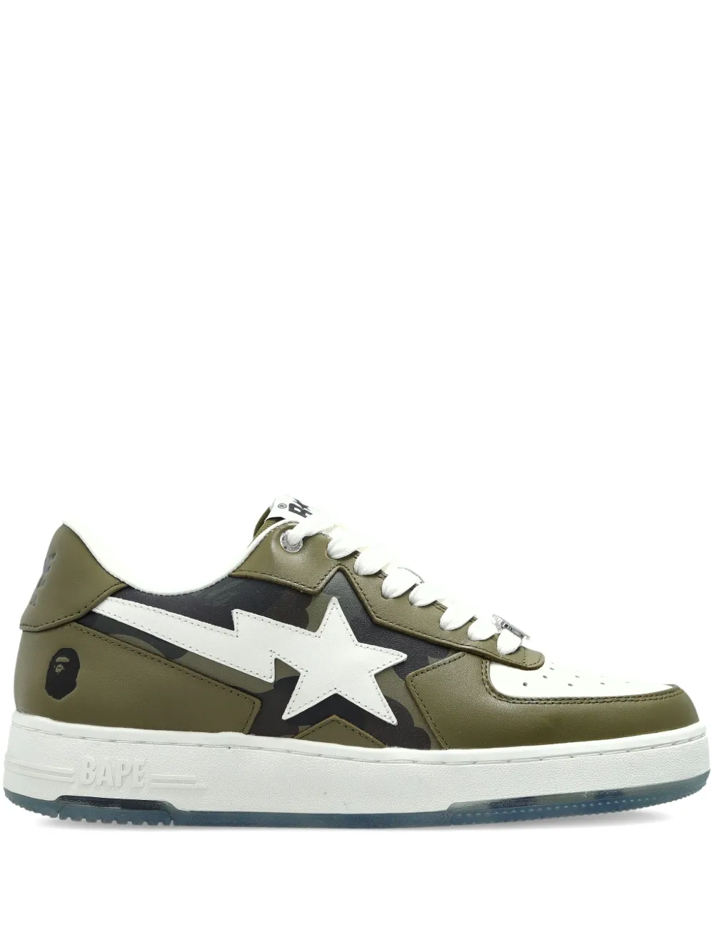 A Bathing Ape Star-patch Leather Sneakers In Green