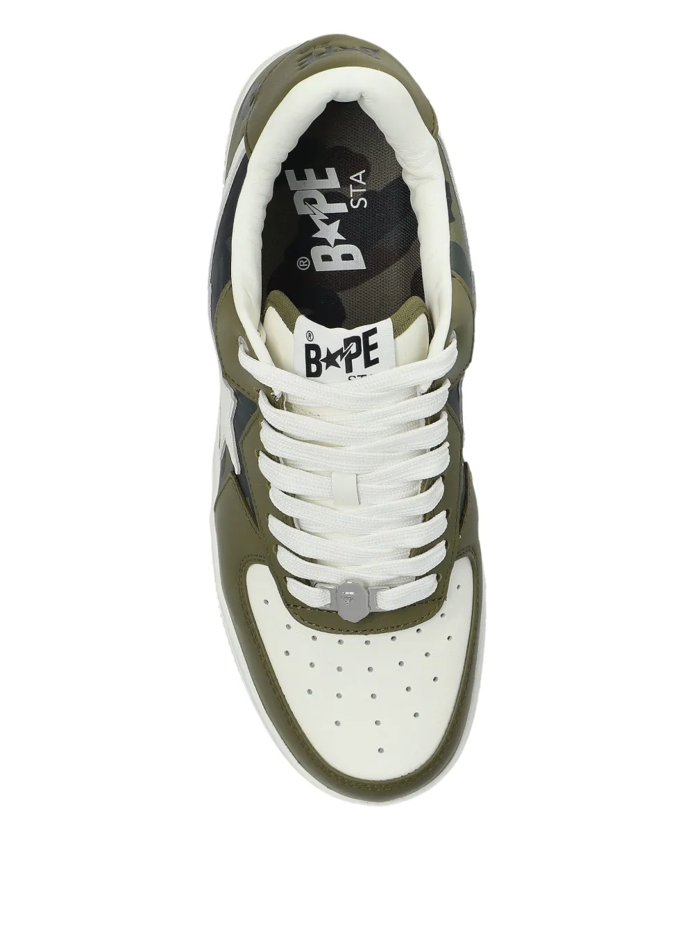 A Bathing Ape Star-patch Leather Sneakers In Green