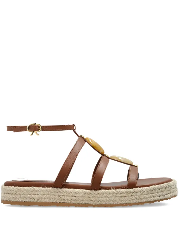 Gianvito Rossi 35mm Stone-embellished Espadrilles in Brown