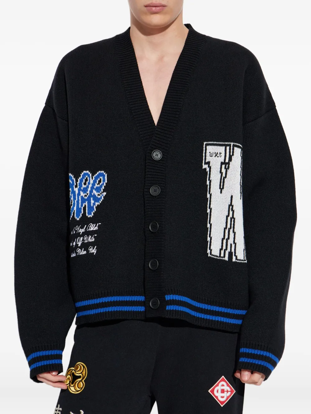 Off-White Gebreid vest met logo Zwart