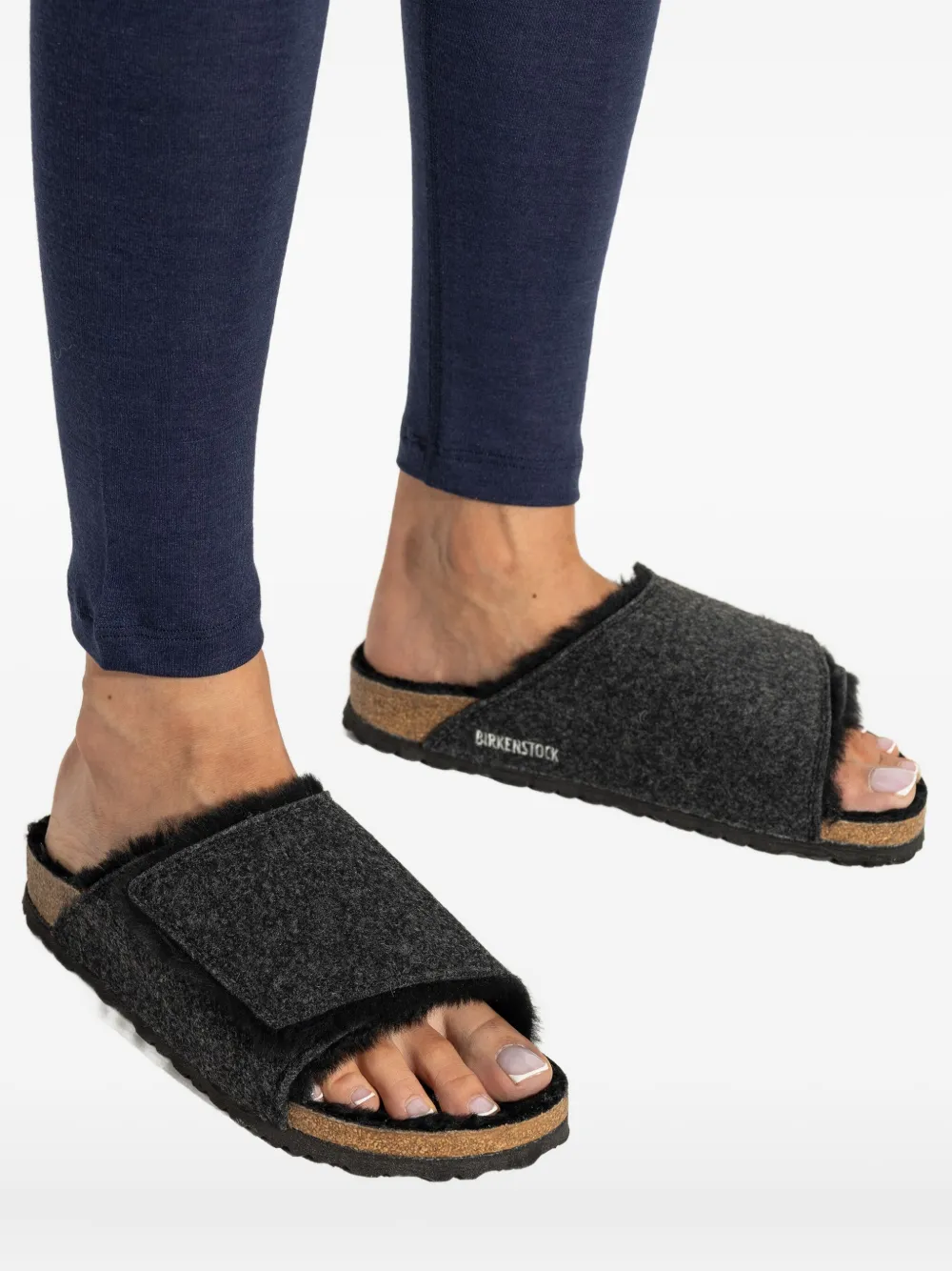 Birkenstock Solana Felt Touch-strap Slippers In Black