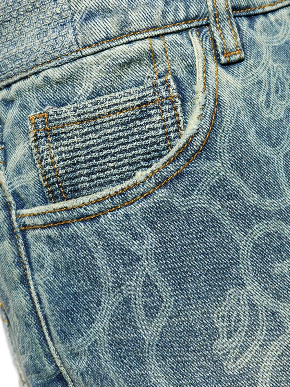 A Bathing Ape Abstract-pattern Patchwork Jeans In Blue
