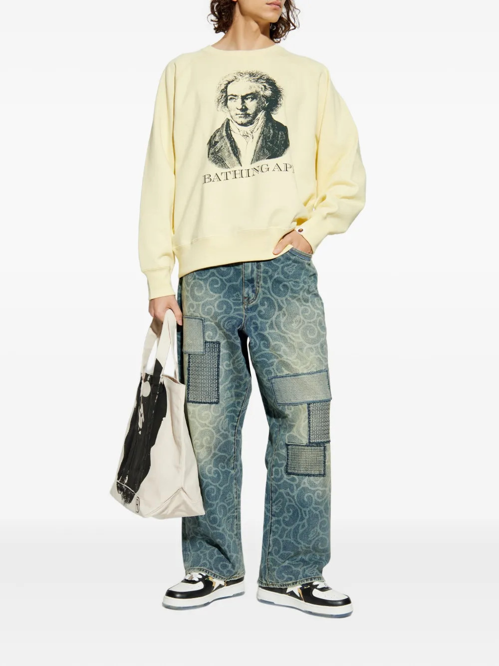 A BATHING APE® abstract-pattern patchwork jeans | Regular & Straight-Leg Jeans | Image 2
