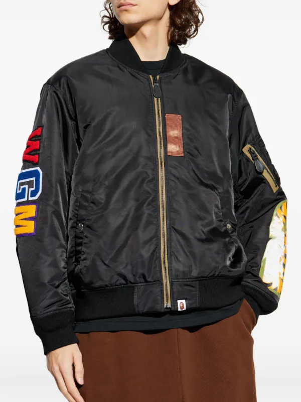 A BATHING APE® Shark MA-1 ボンバージャケット | ブラック | FARFETCH JP