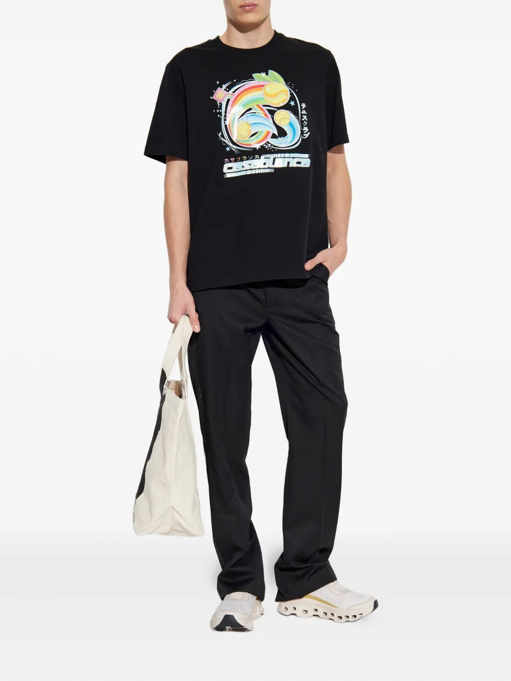 Off-White logo-waistband trousers - Zwart