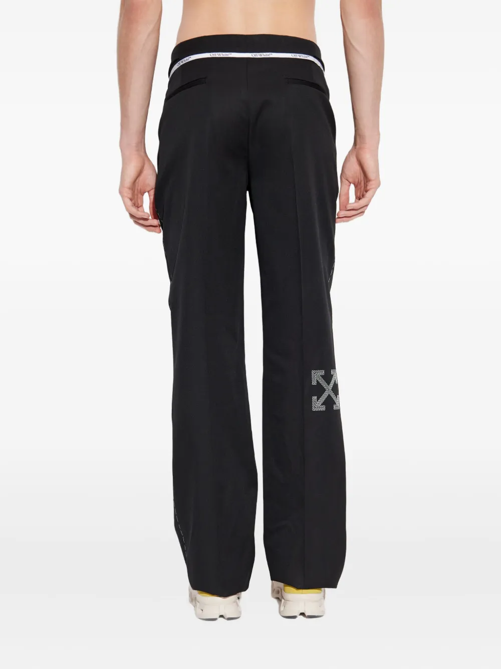 Off-white Logo-waistband Trousers In Black