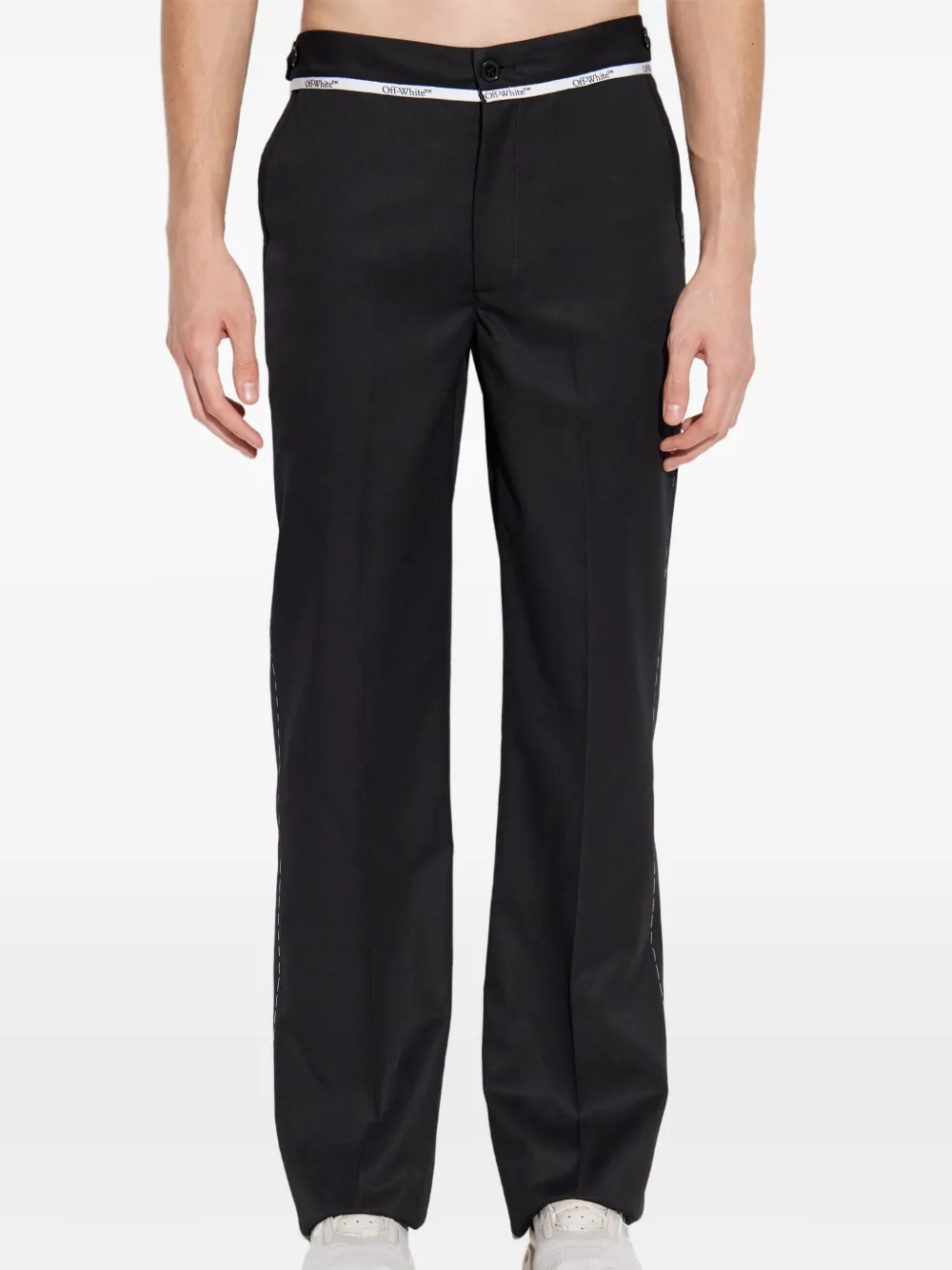Off-white Logo-waistband Trousers In Black