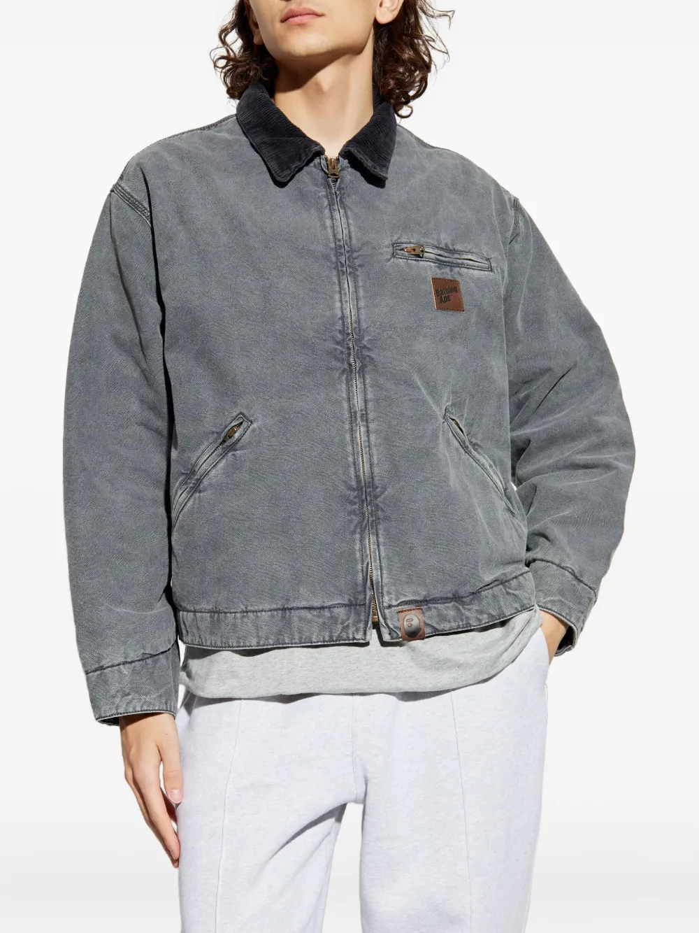 A BATHING APE Shirtjack met ribfluwelen kraag Grijs